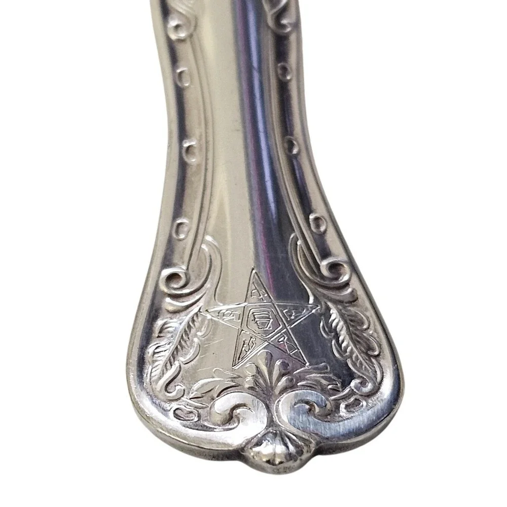 Vintage WM A. Rogers Silverplate‎ OES Serving Spoons Set of 2 Masonic Flatware